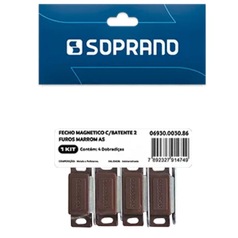 FECHO-MAGNETICO-COM-BATENTE-2-FUROS-MARROM-C--4PC---06930.0030.86---SOPRANO