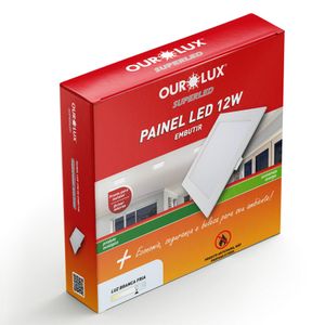 Painel LED Super Eco Embutir 12W BIV 6500K Quadrado - 02900 - OUROLUX