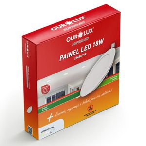 Painel LED Super Eco Embutir Redondo Bivolt 18 Watts 6500K - 02903 - OUROLUX