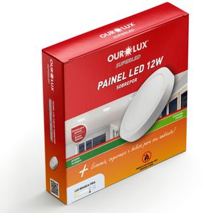 Painel LED Super Eco Sobrepor Redondo 12W Bivolt 6500K - 02907 - OUROLUX