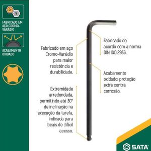 Chave Hexagonal Curta 5/16"" SATA - ST84405L - SATA