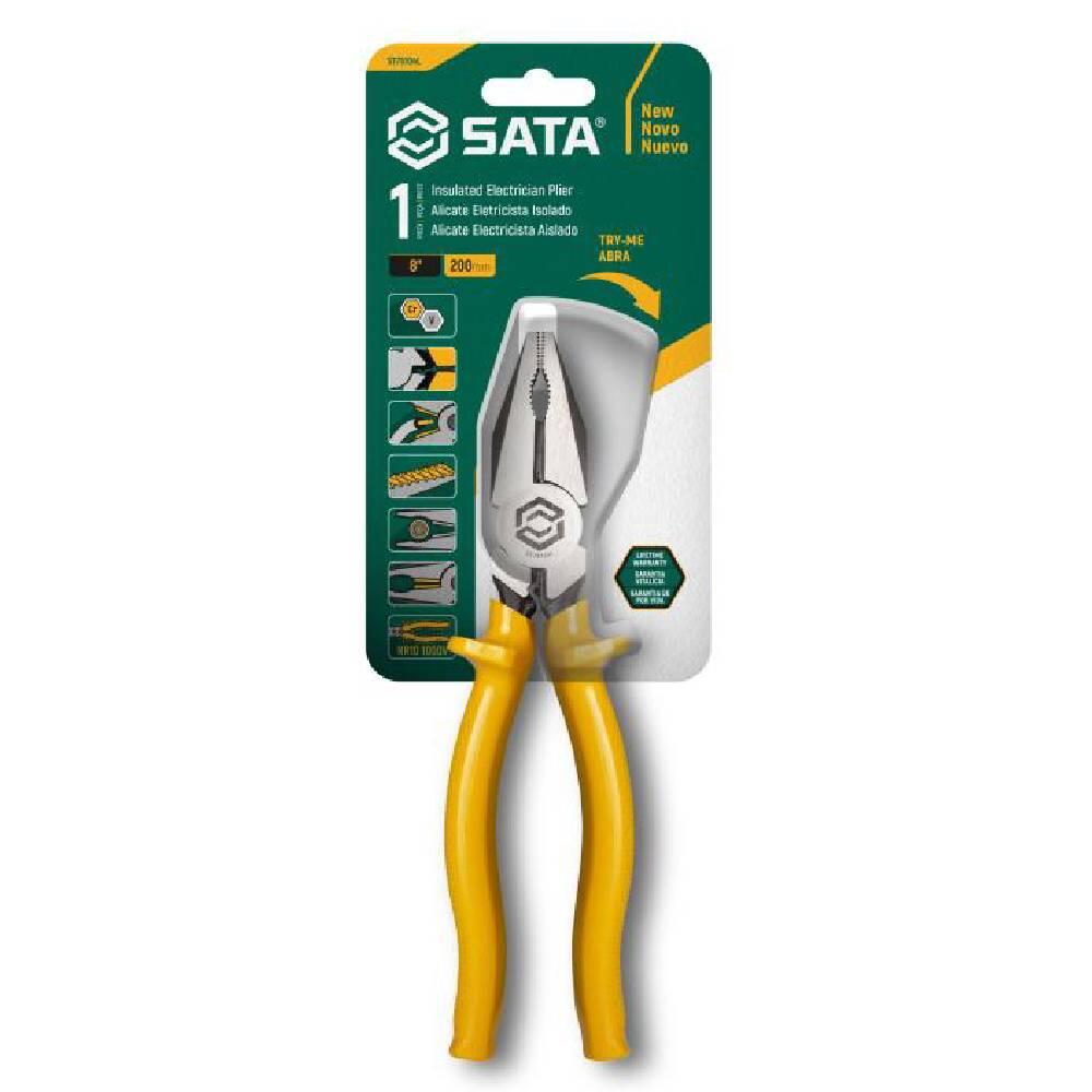 Imagem do produto Alicate Eletricista Isolado 8” SATA - ST75104L - SATA
