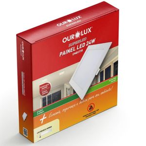 Painel Abs Led Embutir 24 Watts Bivolt 2700K Quadrado - 02904B - OUROLUX