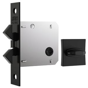 Fechadura Biel 1006s com Roseta Quadrada Classic Black para Banheiro - 41489 - STAM