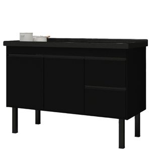 Gabinete Preto para Cozinha Color em Madeira MDF de 1,14 Metros Para Pias de 1,20 Metros - 275 - PRIMATTO