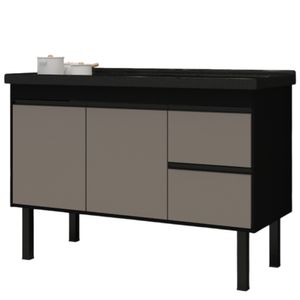 Gabinete Preto e Ouro para Cozinha Color em Madeira MDF de 1,14m Para Pias de 1,20m - 281 - PRIMATTO