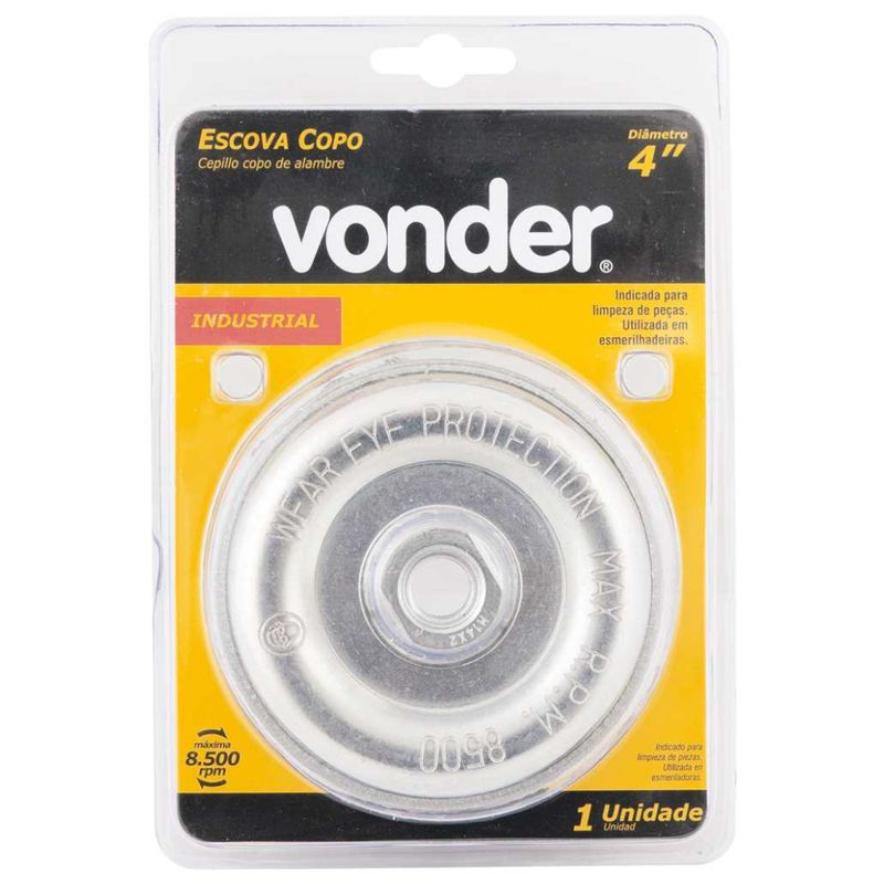Escova Tipo Copo Torcida industrial de 4_ em Aco Carbono - 6325404140 - VONDER