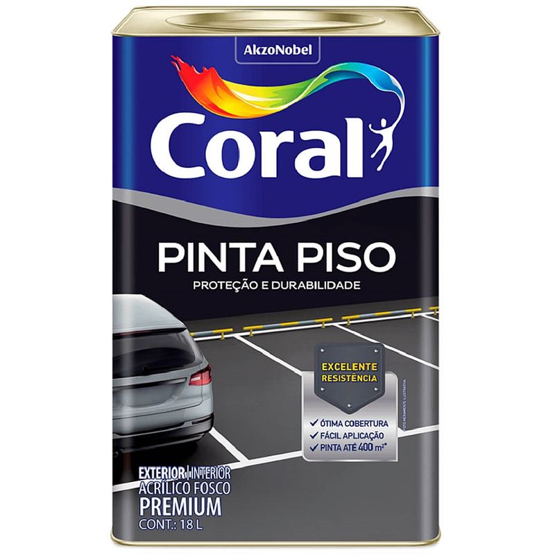 Tinta Acrilica Premium Para Piso Fosco Cinza Medio 18 Litros - CORAL