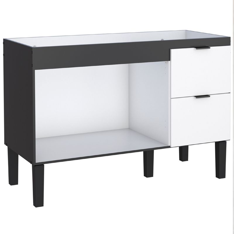 Gabinete em Madeira Colibri Branco e Preto para Pias de 1,20 Metro com 2 Portas e 2 Gavetas - P101145 - COZIMAX