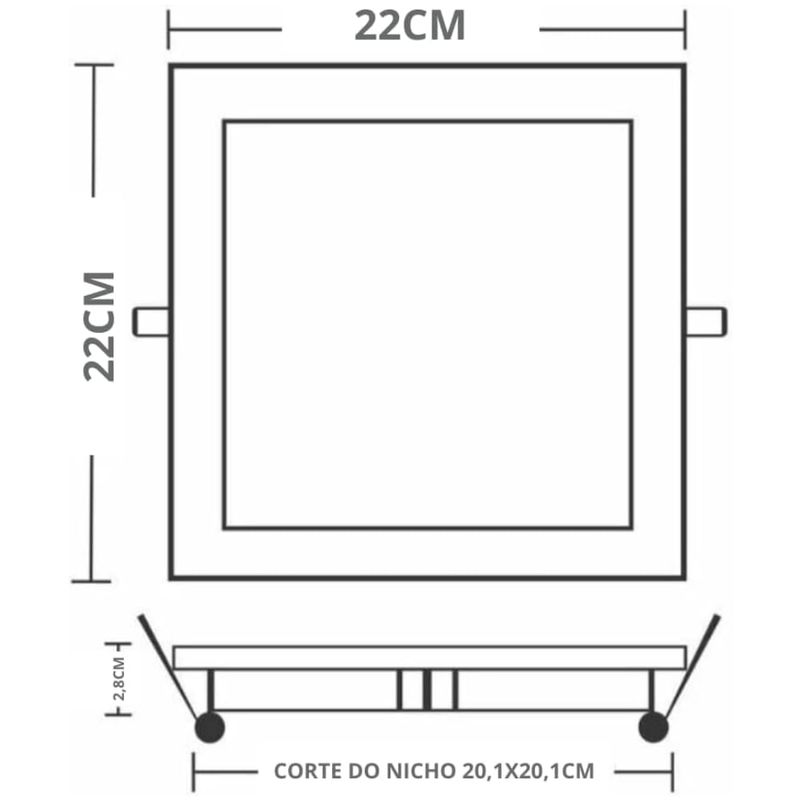 Painel-com-Placa-Led-Quadrado-de-Embutir-Lys-18-Watts-3000K-Branco---15140164---TASCHIBRA