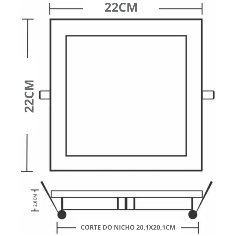 Painel-com-Placa-Led-Quadrado-de-Embutir-Lys-18-Watts-3000K-Branco---15140164---TASCHIBRA