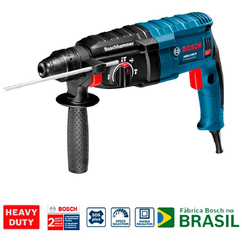 Martelete-GBH-2-24D-820-Watts-110-Volts---7-Pecas---Maleta---0615A001NU000---BOSCH