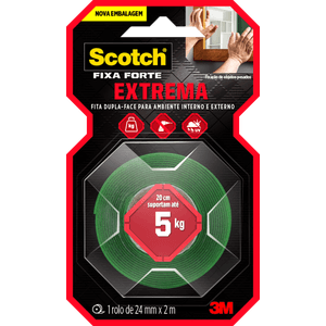 Fita Dupla Face Scotch Fixa Forte Fixação Extrema 24mm x 2 Metros - HB004492250 - 3M