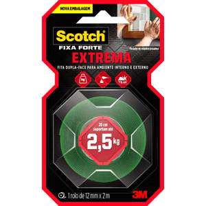 Fita Dupla face Scotch 12MM X 2M Fixação Extrema e Permanente - HB004750087 - 3M