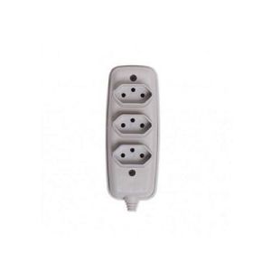 Tomada em Barra Tripla Bipolar 2P + T 10A 250V Cinza - 16330 - ILUMI