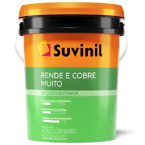 Tinta Acrílica Rende e Cobre Muito Fosco 20 Litros Branco - 50531049 - SUVINIL