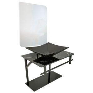 Lavatório Rubi Mármore 48x35cm Preto com Espelho - 0175 - DULLUC