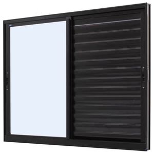 Janela Veneziana Caribe 3 Folhas 1,20x1,00m Preta - 1006-5664 - JAP