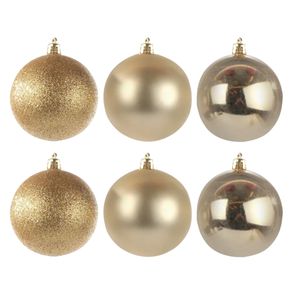 Bola em Tubo Brilho Fosco com Glitter Ouro 4cm 6 Peças - 1074323 - CROMUS