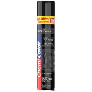 Tinta Spray 500ml Uso Geral Preto Fosco - 0680636 - CHEMICOLOR