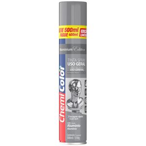 Tinta Spray Uso Geral 500ml Alumínio - 0680637 - CHEMICOLOR