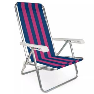Cadeira de Praia Reclinável Alumínio 4 Posição Cores Sortidas - 002103 - MOR