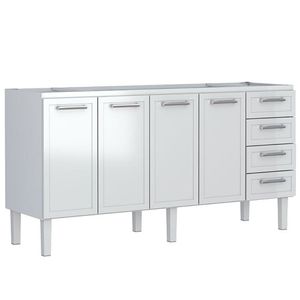 Gabinete de Cozinha Juno Branco em Aço com 4 Gavetas para Pias de 2,00 Metros - P87624 - COZIMAX