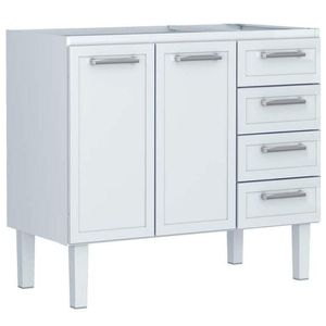 Gabinete de Cozinha Juno Branco em Aço com 4 Gavetas para Pias de 1,20 Metros - P89587 - COZIMAX