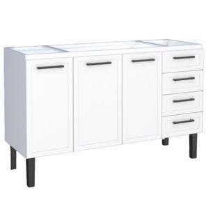 Gabinete de Cozinha Juno Branco em Aço com 4 Gavetas para Pias de 1,50 Metros - P89591 - COZIMAX
