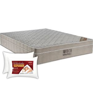 Kit Colchão Viúva com Molas Ensacadas Airtech Spring Pocket 128x188x25cm + 2 Travesseiros Casadinho de 65x45cm  - ORTOBOM