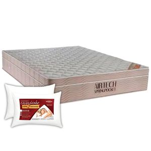 Kit Colchão de Espuma Casal Airtech Spring Pocket 138x188x25cm + 2 Travesseiros Casadinho de 65x45cm  - ORTOBOM
