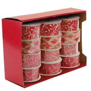 Fita Decorativa com Glitter 3,8x457cm Vermelho Ouro - 1073778 - CROMUS