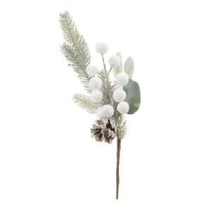 Galho Decorativo com Bolas Pick 33cm Branco - 1091131 - CROMUS