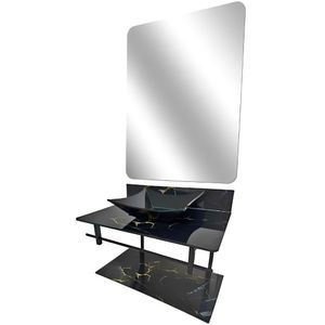 Lavatório com Cuba Rubi Black Gold 70x40cm Sem Espelho - 0231 - DULLUC