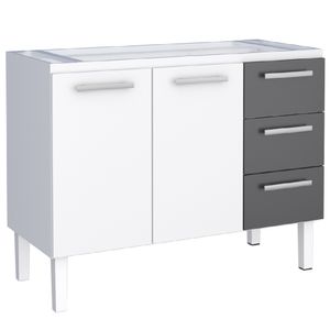 Gabinete Aço Novo Venus 1,17 Metros Preto Para Pia de 1,20 Metros - P103620 - COZIMAX