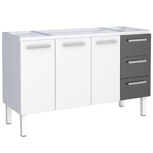 Gabinete Aço Novo Venus 1,44 Metros Preto Para Pia 1,50 Metros  - P103624 - COZIMAX