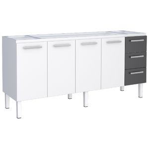 Gabinete Aço Novo Venus 1,92 Metros Preto Para Pia de 2,00 Metros - P103630 - COZIMAX