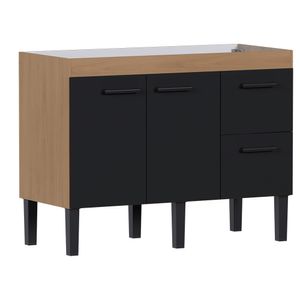 Gabinete Madeira Sabia 1,14 Metros Jequitibá Preto Para Pia 1,20 Metros - P103607 - COZIMAX