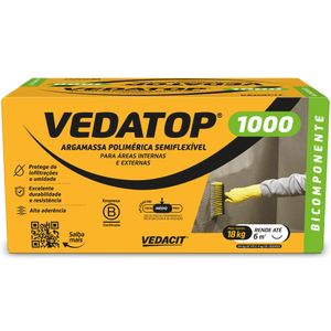 Argamassa Poliméria Impermeabilizante para Áreas Internas e Externas Vedatop 1000 18 Kilos - 132872 - VEDACIT