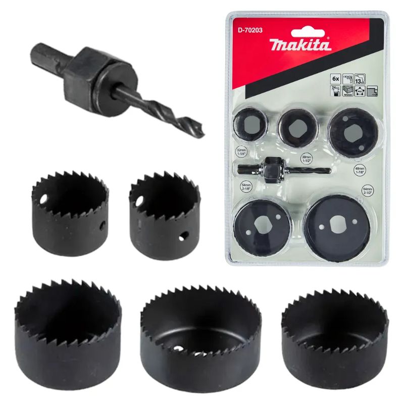 Jogo de Serra Copo em Aço Carbono HCS com 6 Peças 32-64mm para