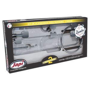 Kit Acessórios Para Banheiro Samba Quadrado Cromado 5 Peças - JKSQC - JAPI