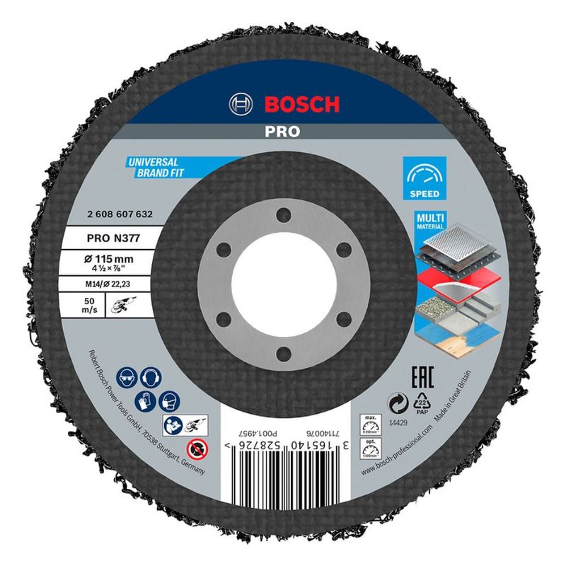Disco Limpeza PROF Metal 115 Black- 2608607632000 - BOSCH